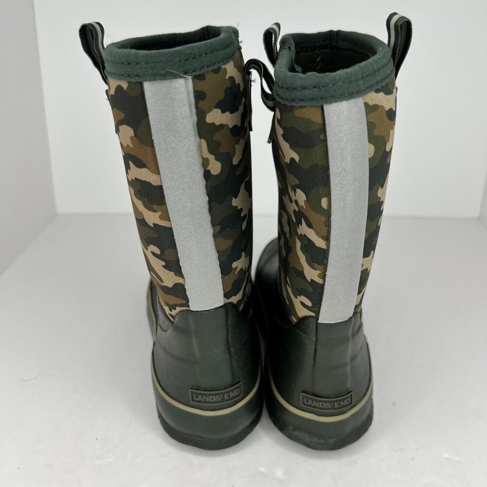 Lands' End "Youth 511721 Green Camouflage Slip On Rubber Size 4 M Rain Boots - Picture 5 of 10